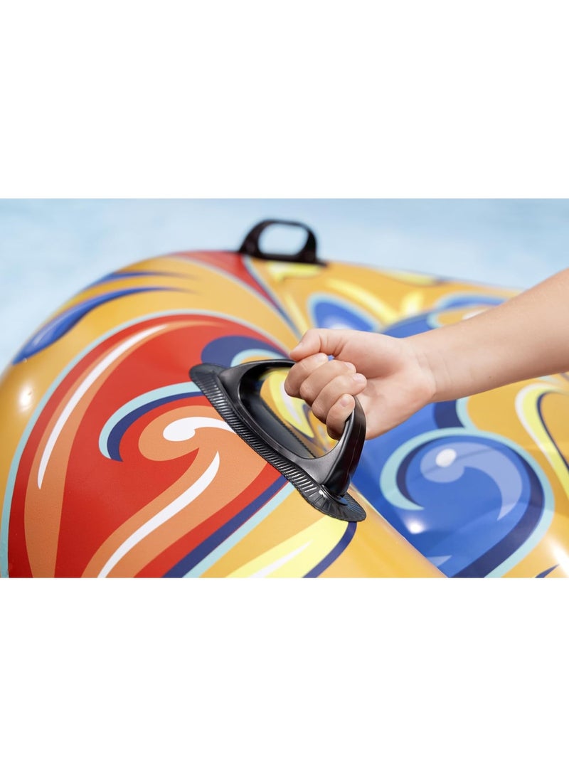 Bestway Mediterranean Turtle Swimming Toy, 186 x 168 x 42 cm, 85 kg Load Capacity, Robust Handles, Safety Valves, PVC, Majolica Design, Ages 3 and Above, Includes Repair Patch - Image 2